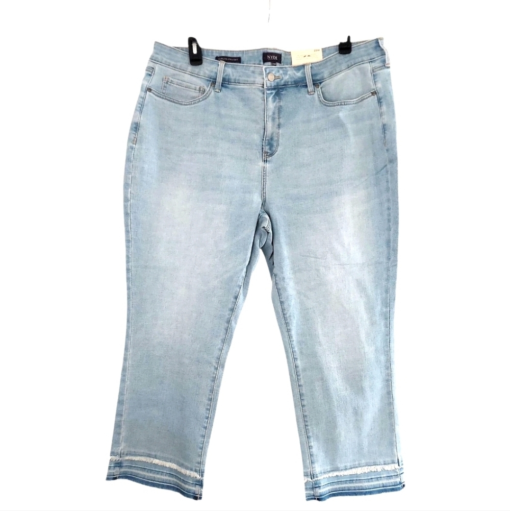 NYDJ Womens Jeans Size 22W Oceanfront Blue Marilyn Straight Release Hem New - Picture 2 of 9